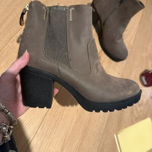 Boots Taupe Heeled Ankle Boots